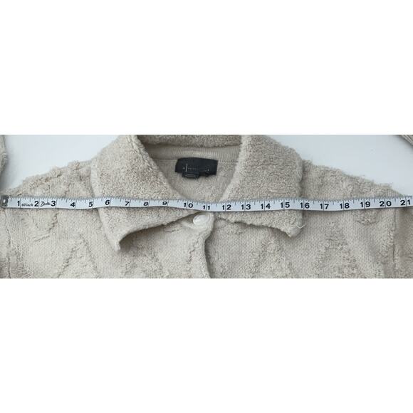 Anthropologie Shirt Jacket Medium Shacket Zig Zag Button Down Oatmeal Color - Picture 9 of 11